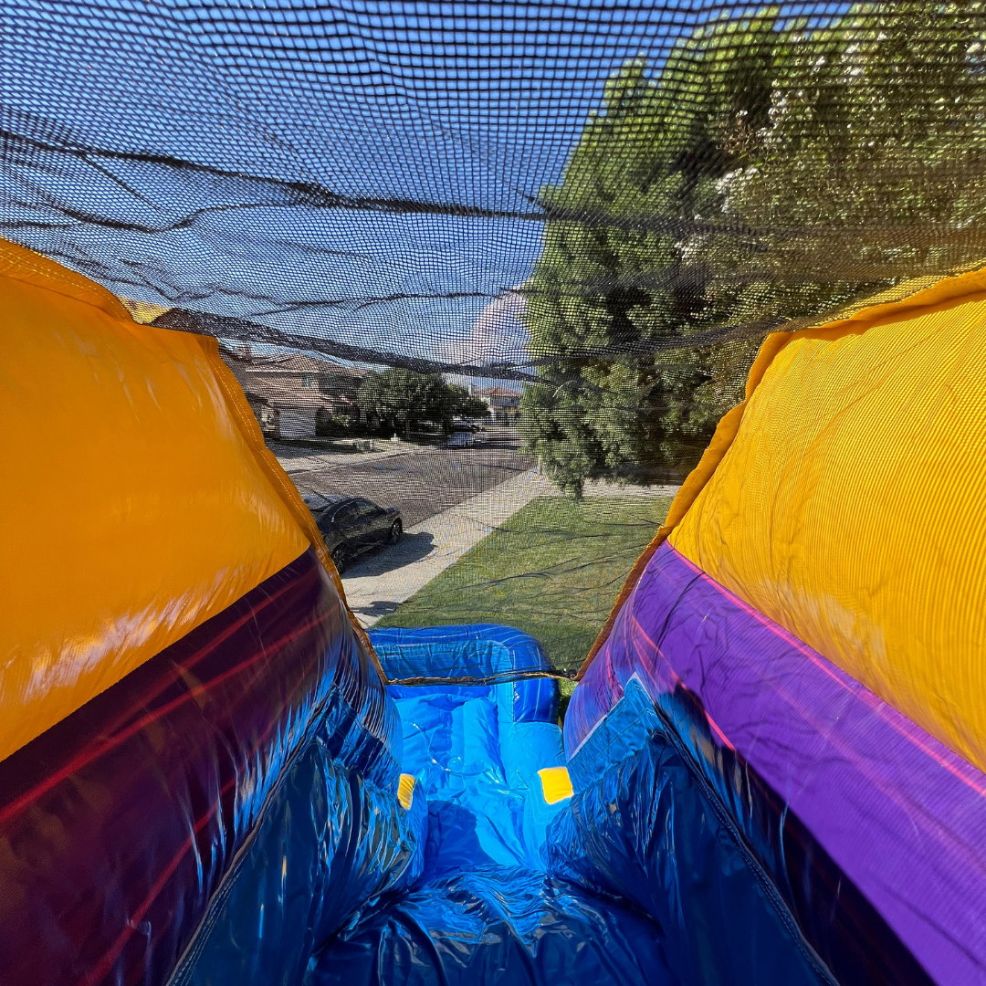 Dual Lane Marble Combo Bounce House Slide