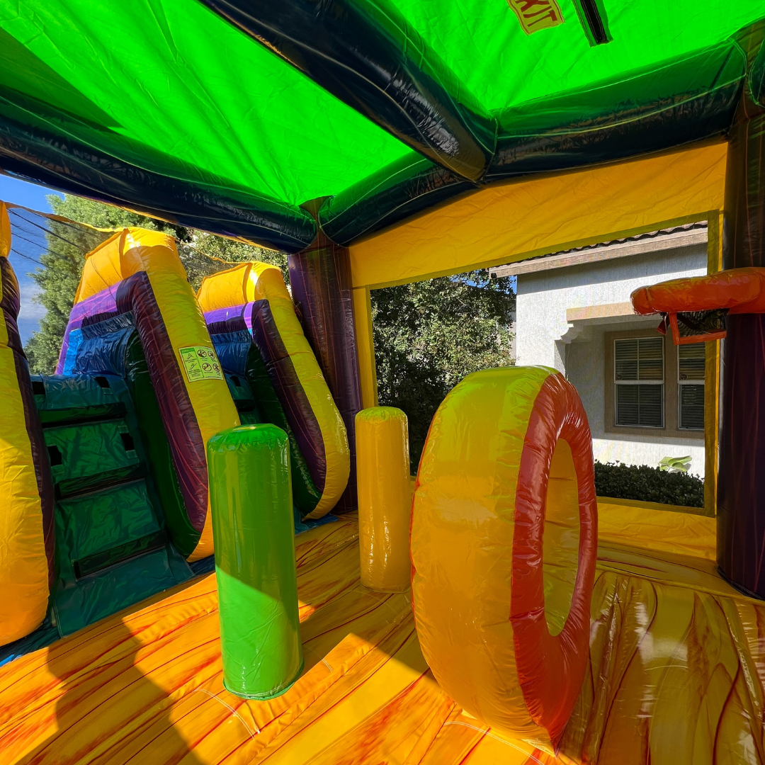 Dual Lane Marble Combo Bounce House Slide