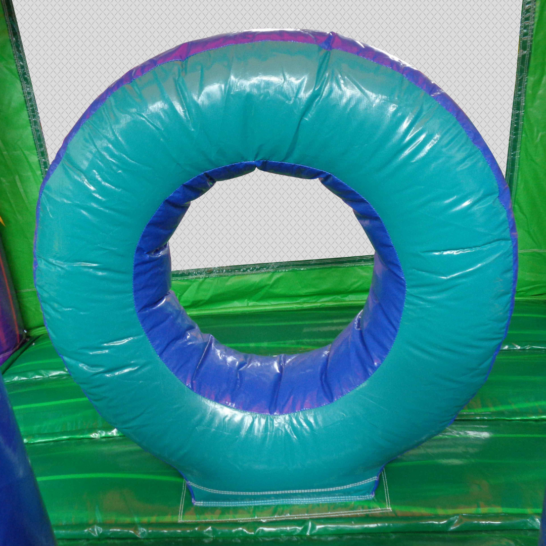 Tropical Dual Lane Marble Combo Bounce House Slide