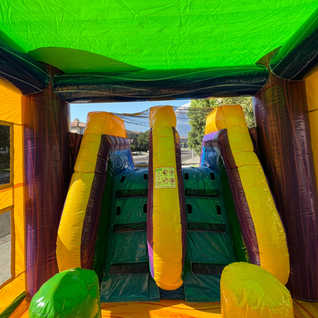 Dual Lane Marble Combo Bounce House Slide