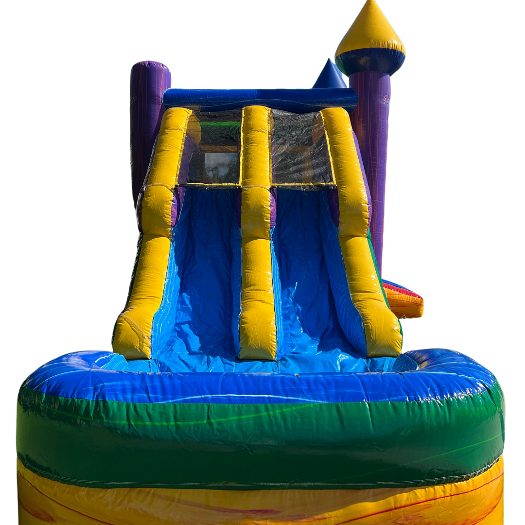 Dual Lane Marble Combo Bounce House Slide