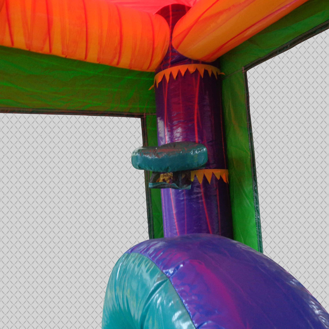 Tropical Dual Lane Marble Combo Bounce House Slide