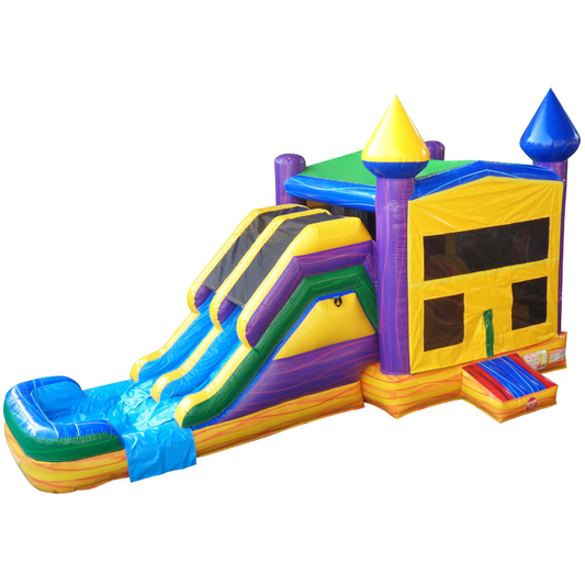 Dual Lane Marble Combo Bounce House Slide