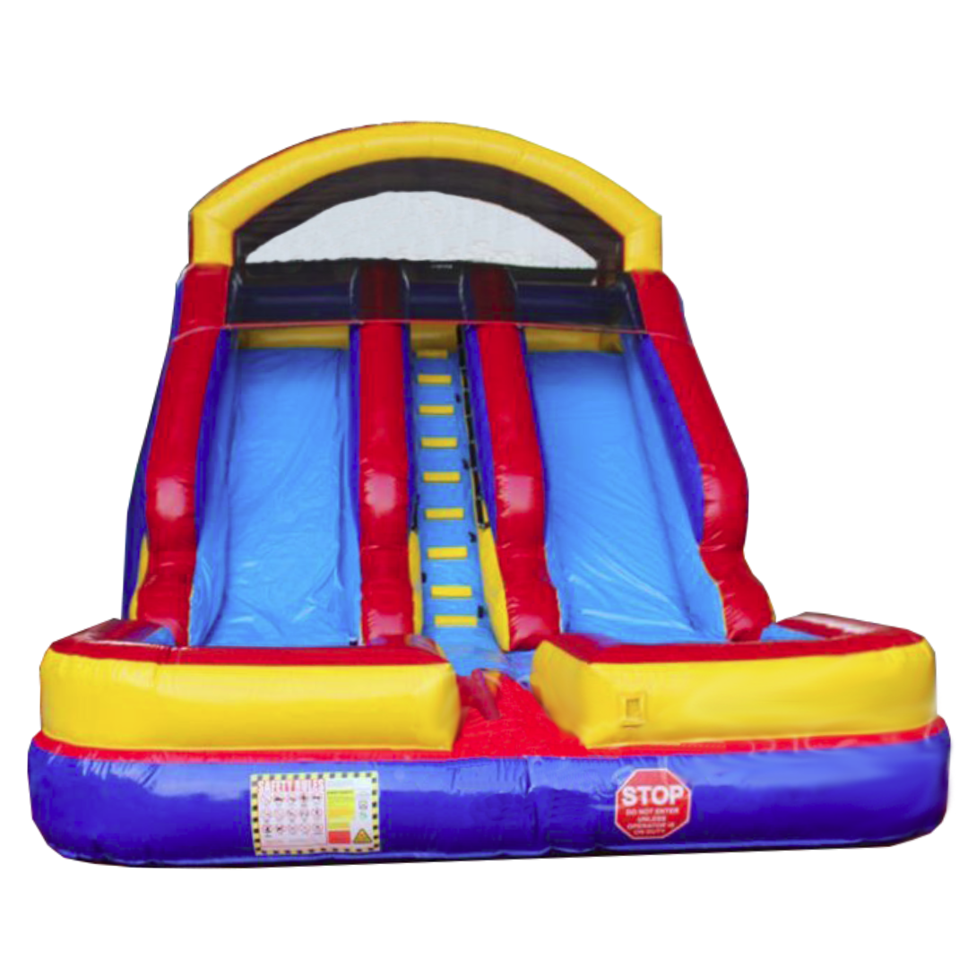 18 Feet Tall Waterslide Dual Lane Wet and Dry