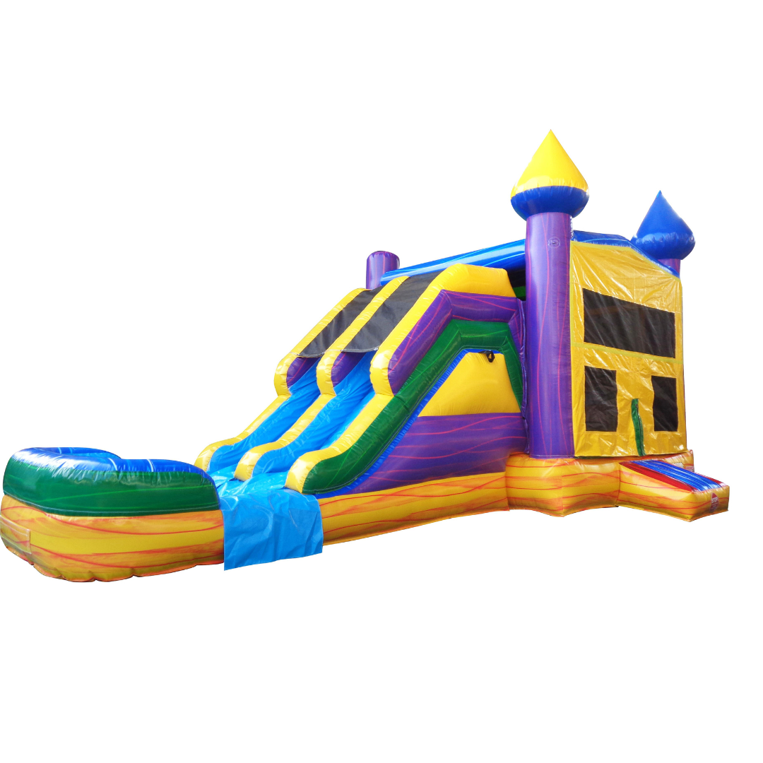Dual Lane Marble Combo Bounce House Slide