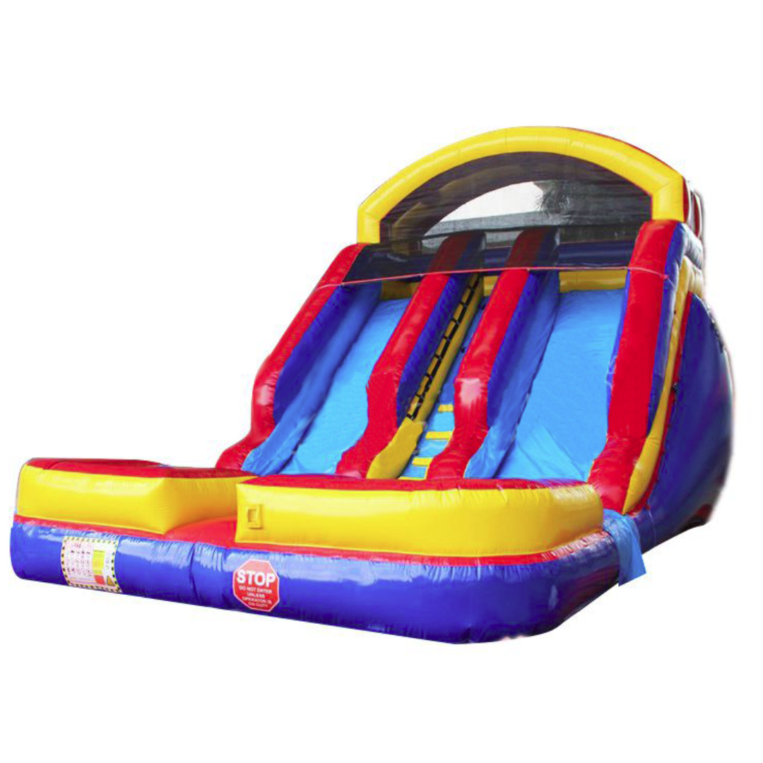 18 Feet Tall Waterslide Dual Lane Wet and Dry