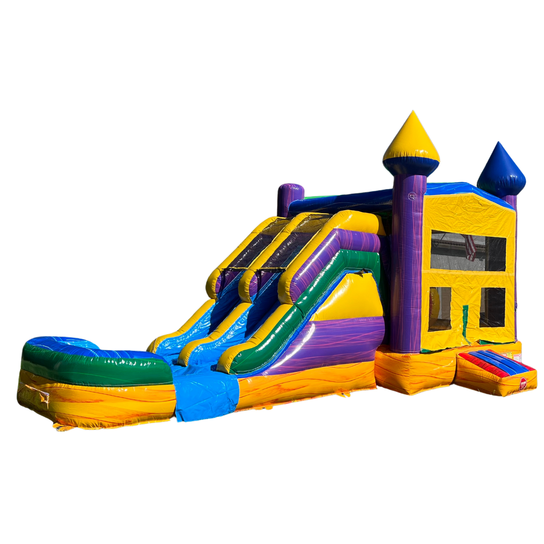 Dual Lane Marble Combo Bounce House Slide